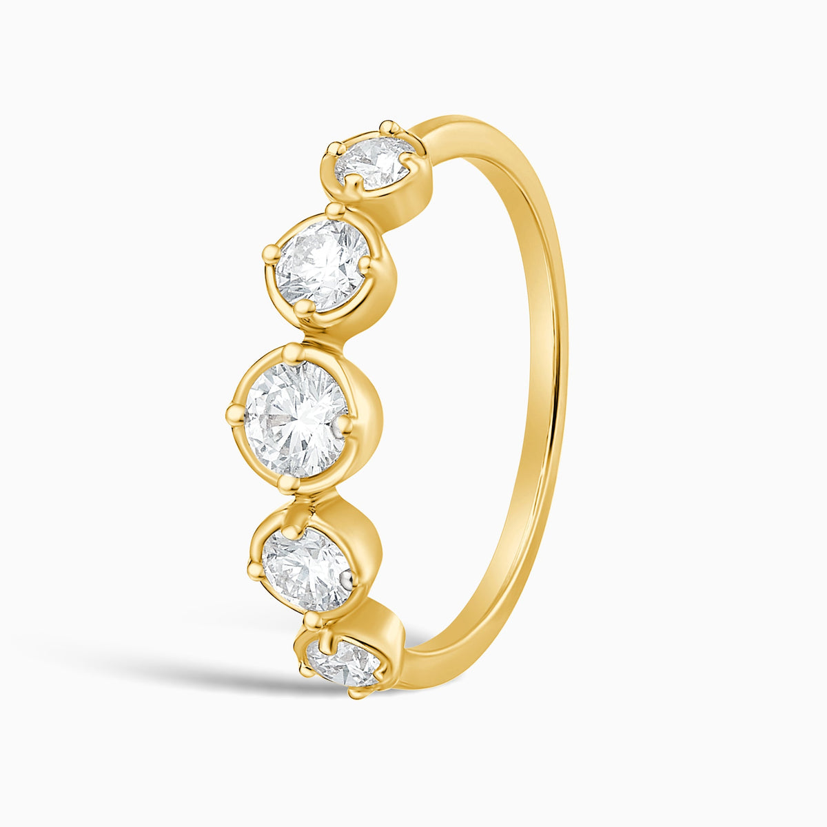 Bezel Prong Combination Set Half Eternity Diamond Band in 18K Yellow Gold