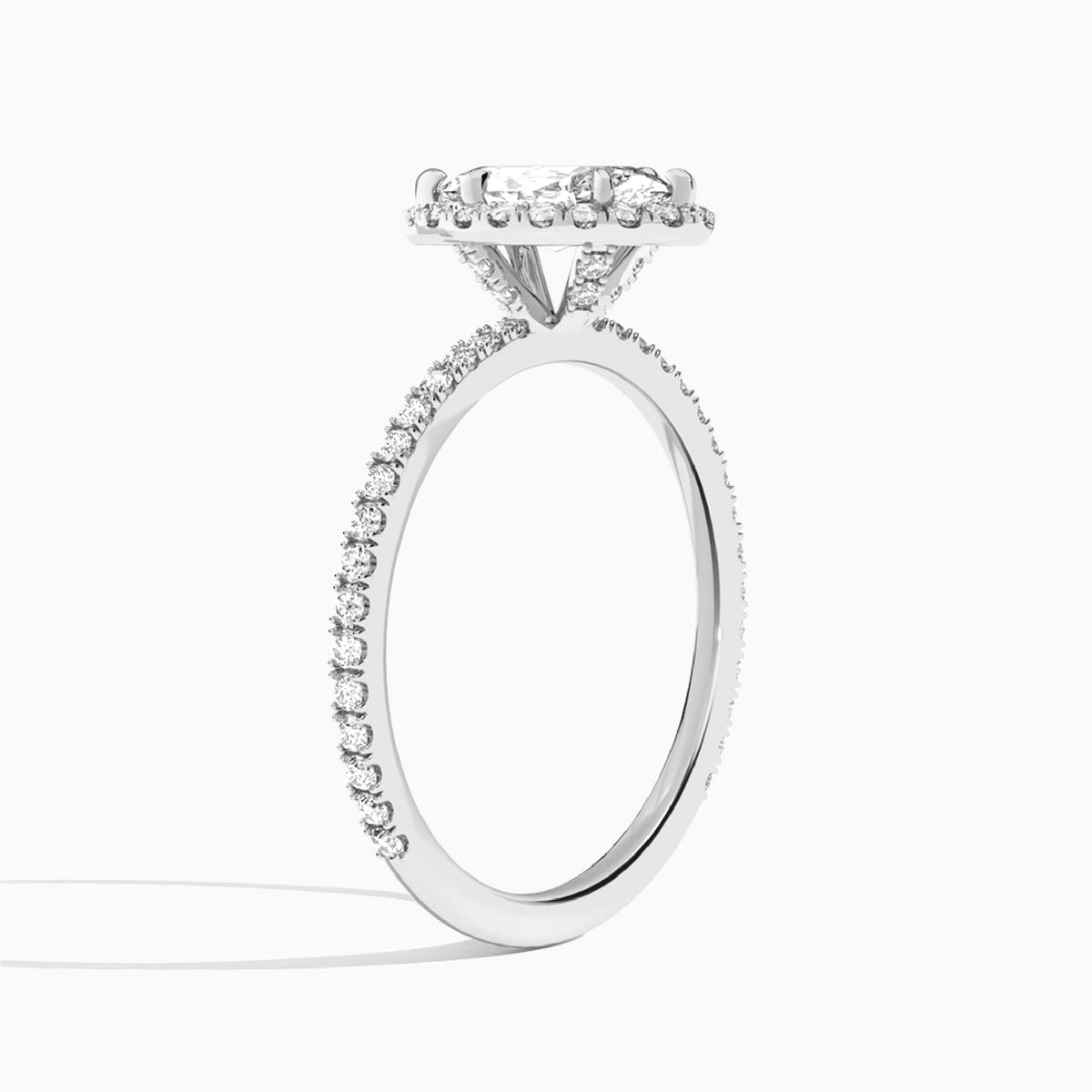 Marquise Luxe Calantha Halo Lab Grown Diamond Engagement Ring In Platinum, Angle View