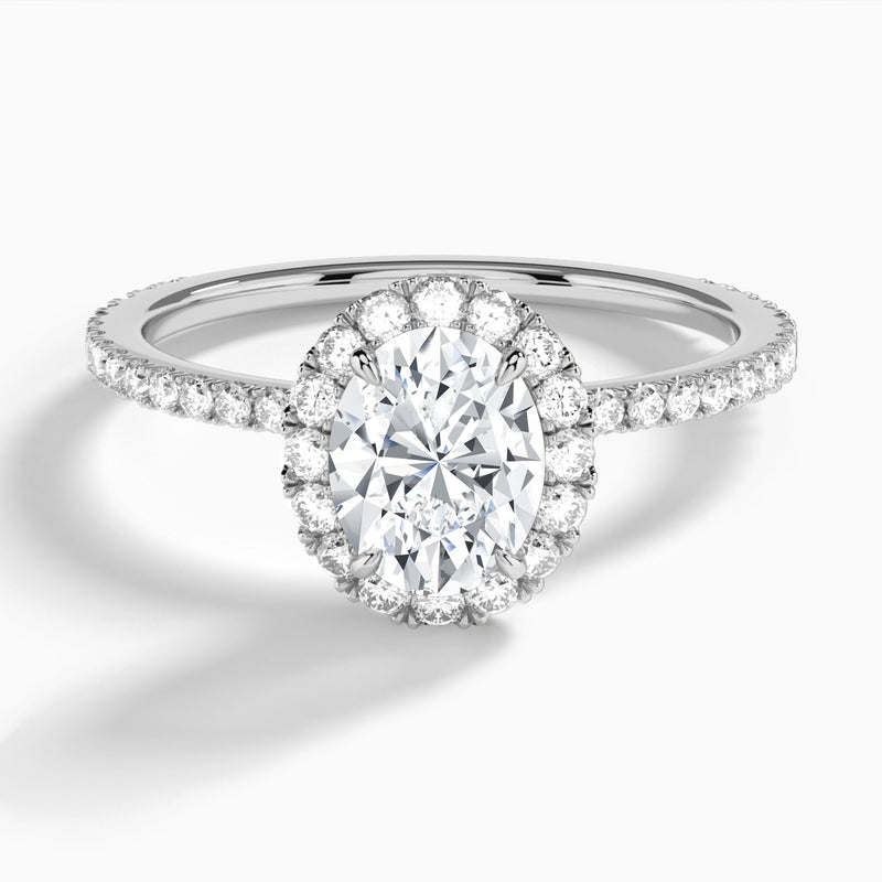 Oval Luxe Calantha Halo Lab Grown Diamond Engagement Ring In Platinum - Lucenjuri - Lucenjuri