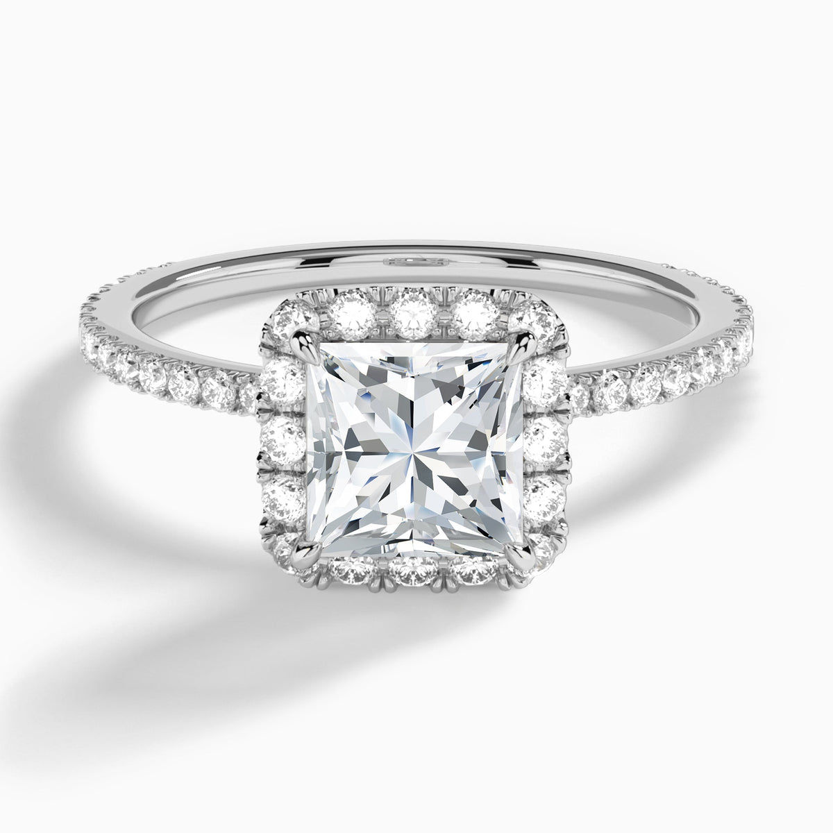 Princess Luxe Calantha Halo Lab Grown Diamond Engagement Ring In Platinum - Lucenjuri - Lucenjuri