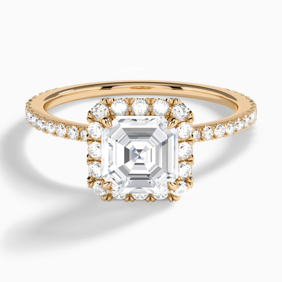 Asscher Luxe Calantha Halo Lab Diamond Engagement Ring In 14K Rose Gold - Lucenjuri - Lucenjuri