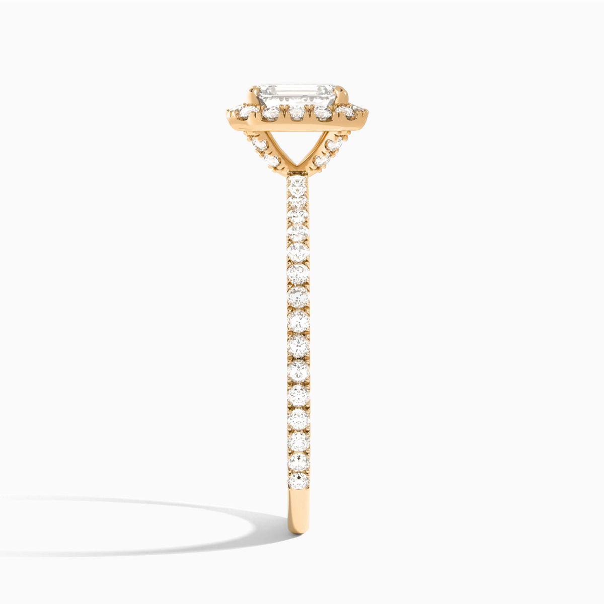 Emerald Luxe Calantha Halo Lab Diamond Engagement Ring In 14K Rose Gold, Side View