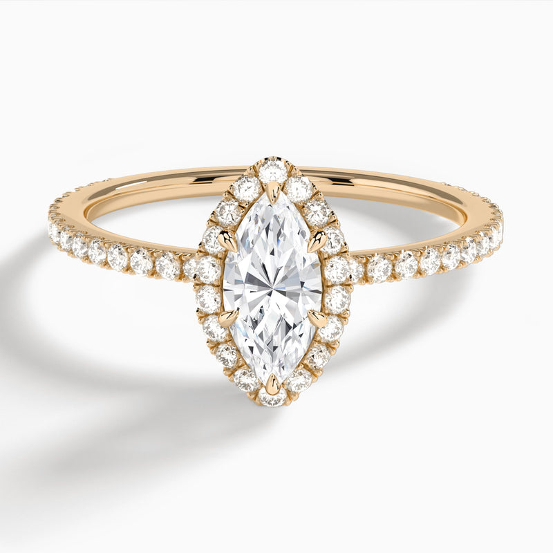 Marquise Luxe Calantha Halo Lab Diamond Engagement Ring In 14K Rose Gold - Lucenjuri - Lucenjuri