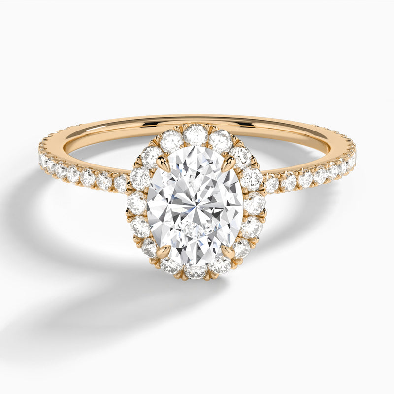 Oval Luxe Calantha Halo Lab Diamond Engagement Ring In 14K Rose Gold - Lucenjuri - Lucenjuri