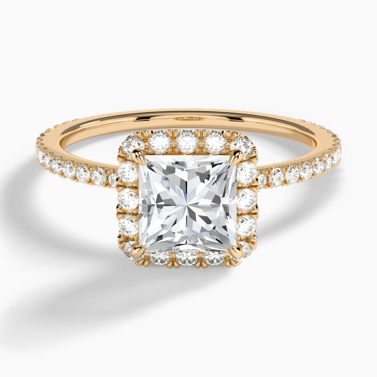Princess Luxe Calantha Halo Lab Diamond Engagement Ring In 14K Rose Gold - Lucenjuri - Lucenjuri