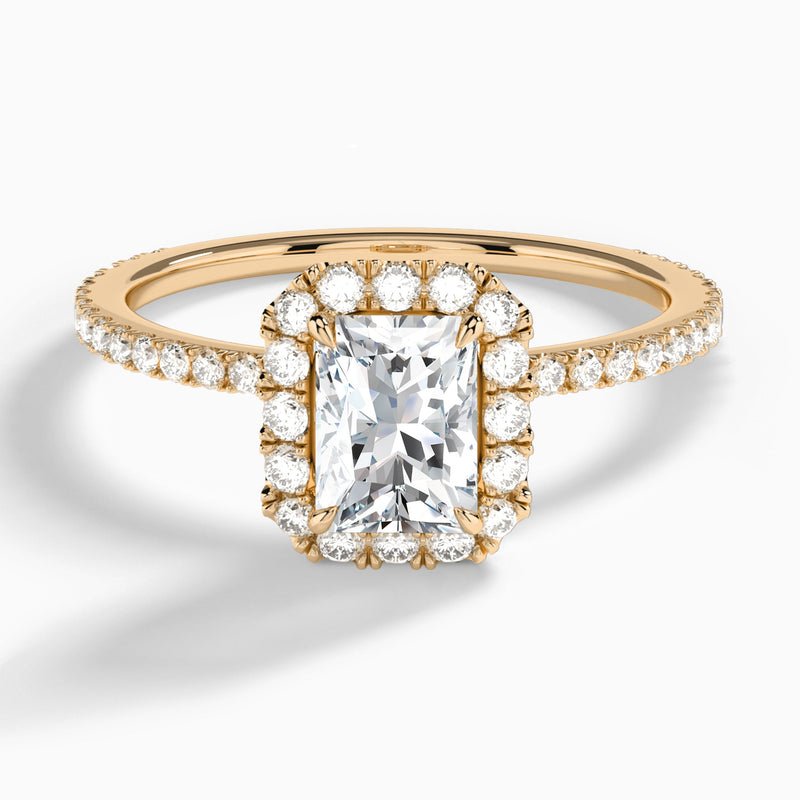 Radiant Luxe Calantha Halo Lab Diamond Engagement Ring In 14K Rose Gold - Lucenjuri - Lucenjuri