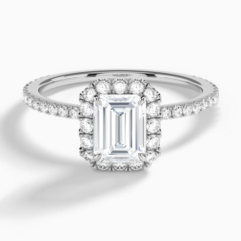 Emerald Luxe Calantha Halo Lab Diamond Engagement Ring In 14K White Gold - Lucenjuri - Lucenjuri