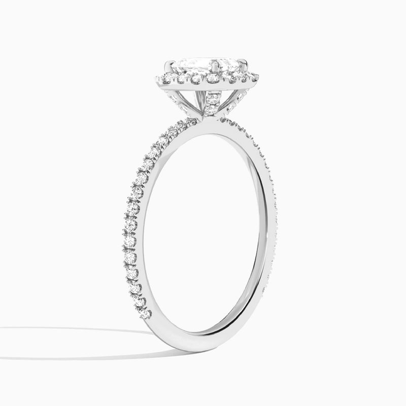 Emerald Luxe Calantha Halo Lab Diamond Engagement Ring In 18K White Gold
