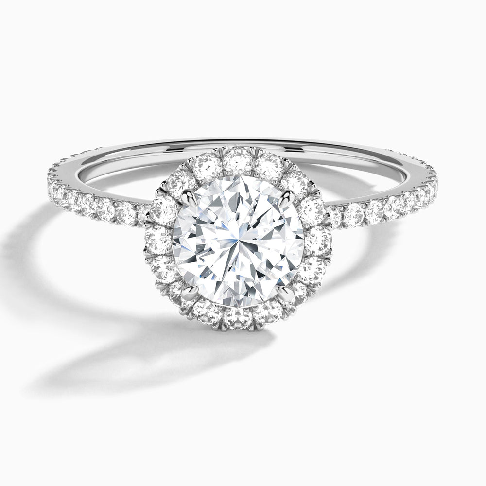 Round Luxe Calantha Halo Lab Diamond Engagement Ring In 14K White Gold - Lucenjuri - Lucenjuri
