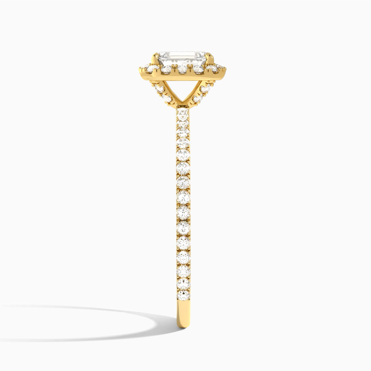 Emerald Luxe Calantha Halo Lab Diamond Engagement Ring In 14K Yellow Gold, Side View