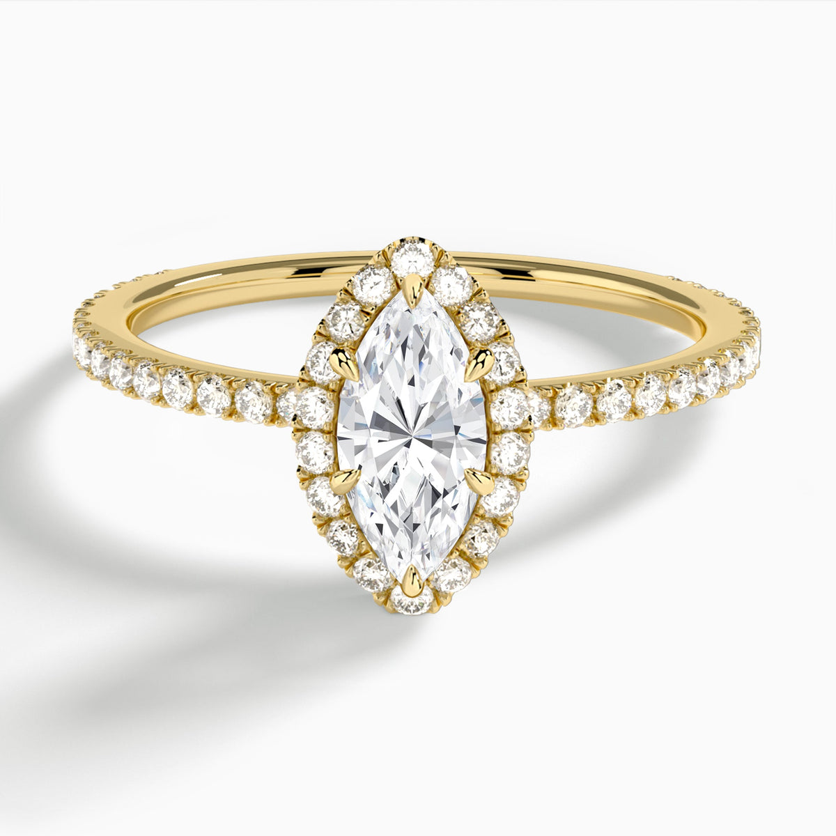 Marquise Luxe Calantha Halo Lab Diamond Engagement Ring In 18K Yellow Gold - Lucenjuri - Lucenjuri