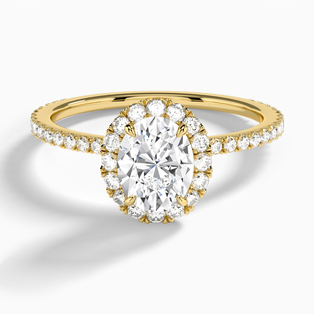 Oval Luxe Calantha Halo Lab Diamond Engagement Ring In 14K Yellow Gold - Lucenjuri - Lucenjuri