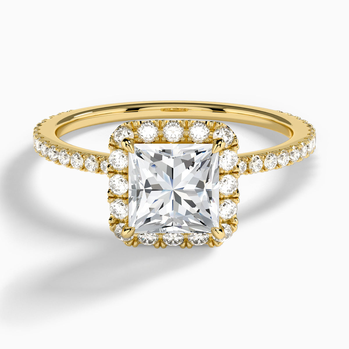Princess Luxe Calantha Halo Lab Diamond Engagement Ring In 18K Yellow Gold - Lucenjuri - Lucenjuri