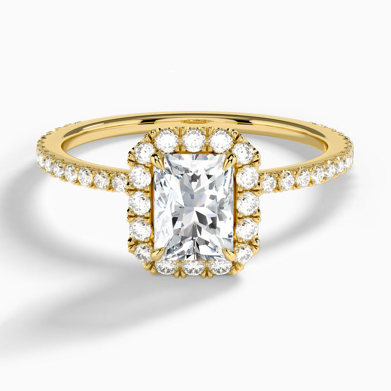 Radiant Luxe Calantha Halo Lab Diamond Engagement Ring In 14K Yellow Gold - Lucenjuri - Lucenjuri