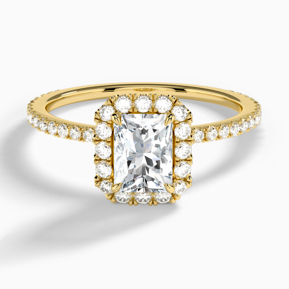 Radiant Luxe Calantha Halo Lab Diamond Engagement Ring In 18K Yellow Gold - Lucenjuri - Lucenjuri