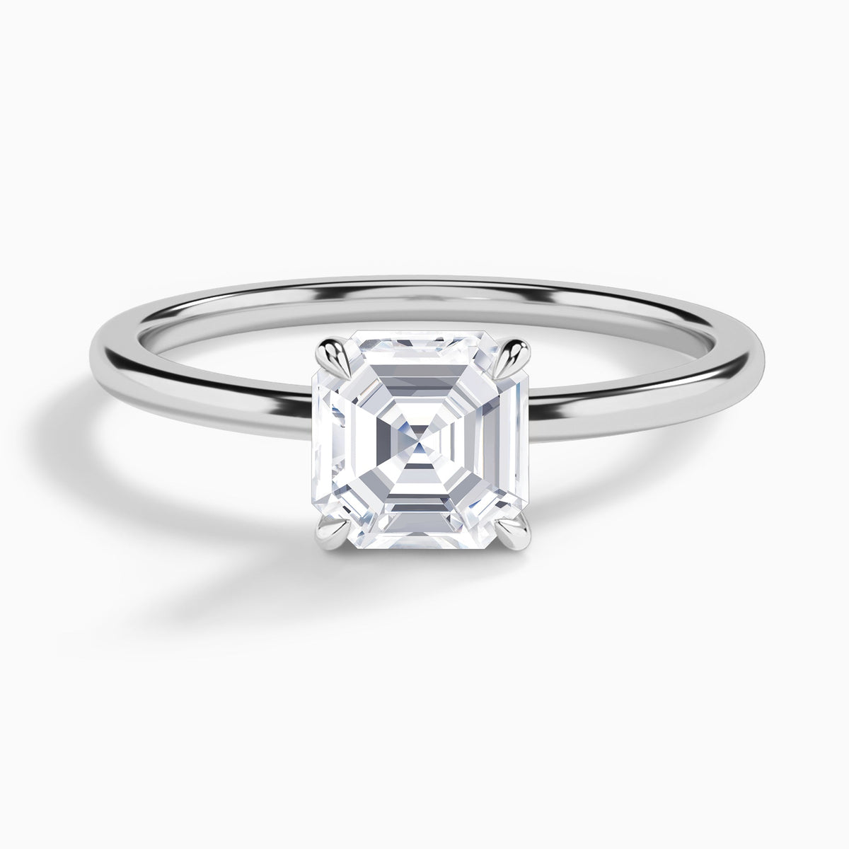 Asscher Petite Adora Solitaire Lab Diamond Engagement Ring In Platinum - Lucenjuri