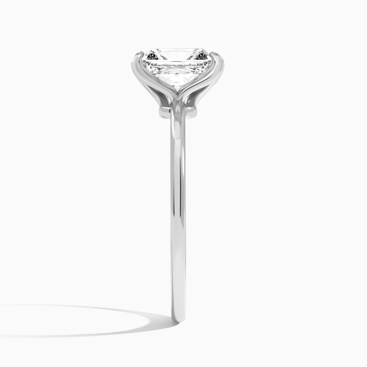 Radiant Petite Adora Solitaire Lab Diamond Engagement Ring In Platinum, Side View