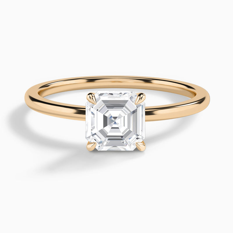 Asscher Petite Adora Solitaire Lab Diamond Engagement Ring In 14K Rose Gold - Lucenjuri