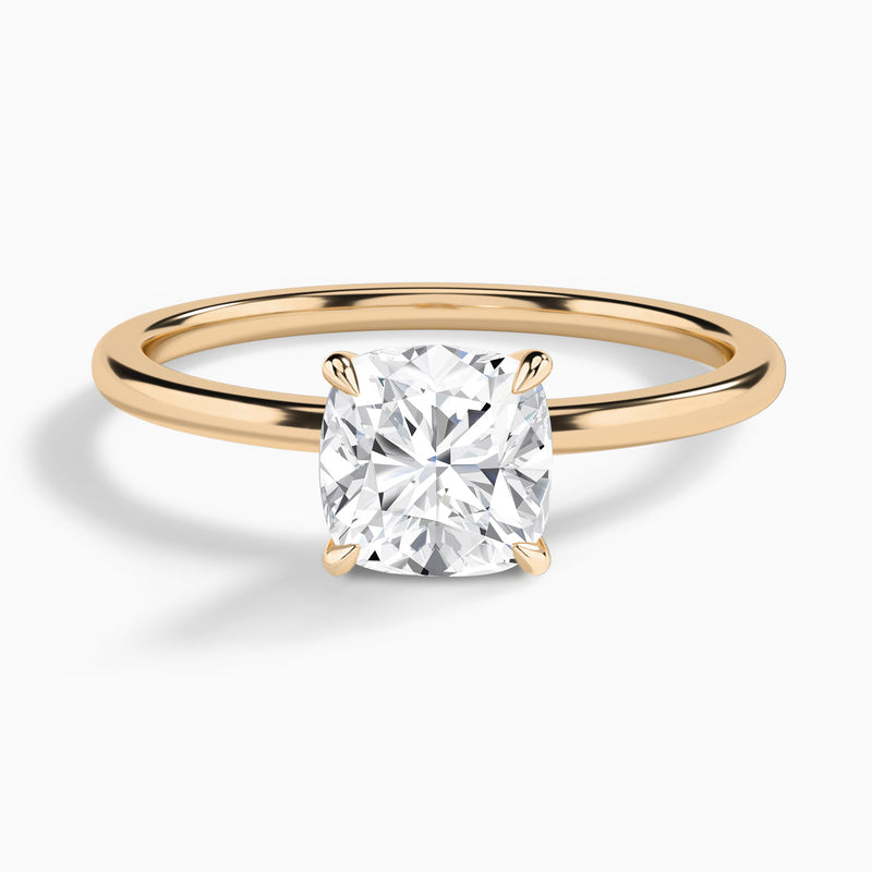 Cushion Petite Adora Solitaire Lab Diamond Engagement Ring In 14K Rose Gold - Lucenjuri