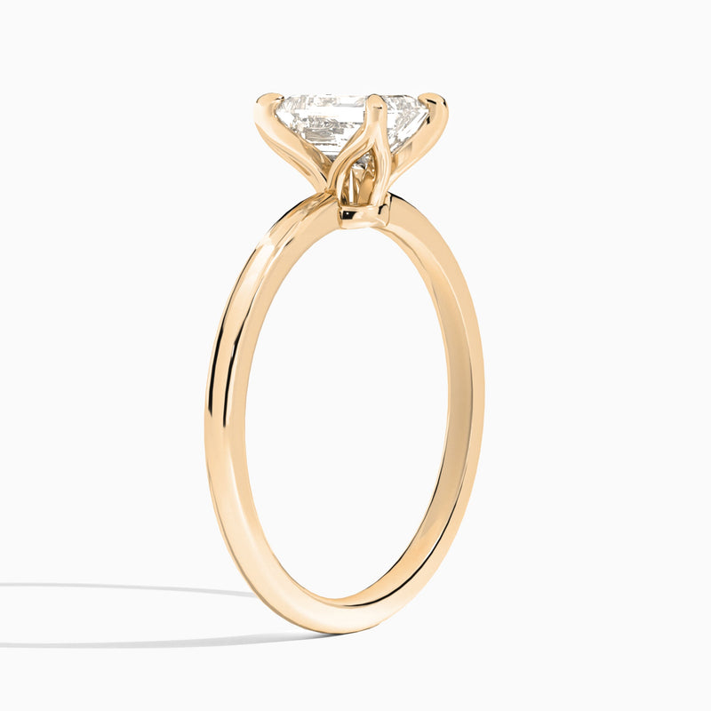 Emerald Petite Adora Solitaire Lab Diamond Engagement Ring In 14K Rose Gold, Angle View