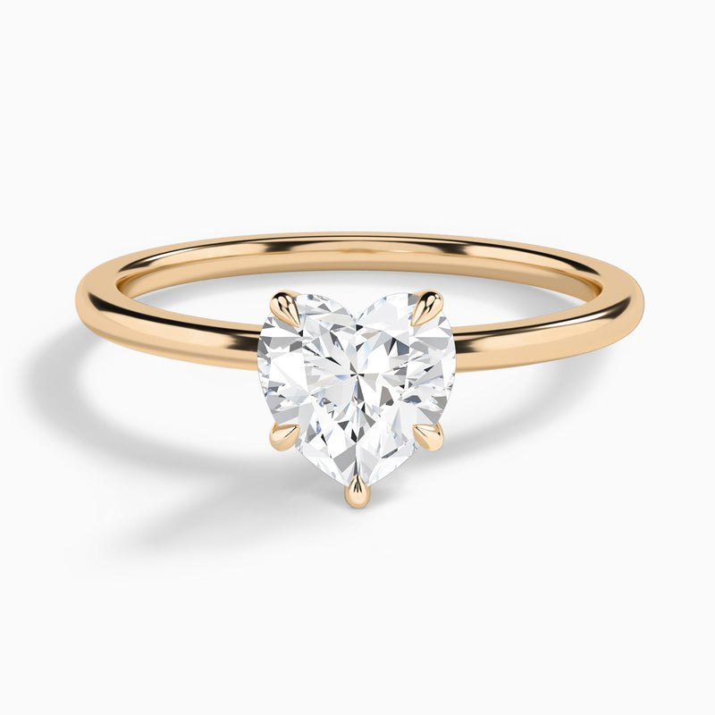 Heart Petite Adora Solitaire Lab Diamond Engagement Ring In 14K Rose Gold - Lucenjuri