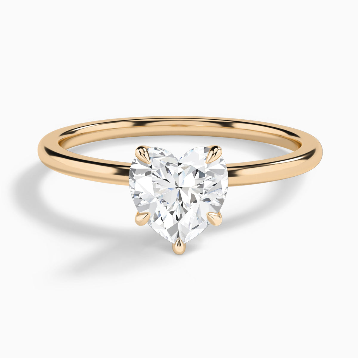 Heart Petite Adora Solitaire Lab Diamond Engagement Ring In 14K Rose Gold - Lucenjuri