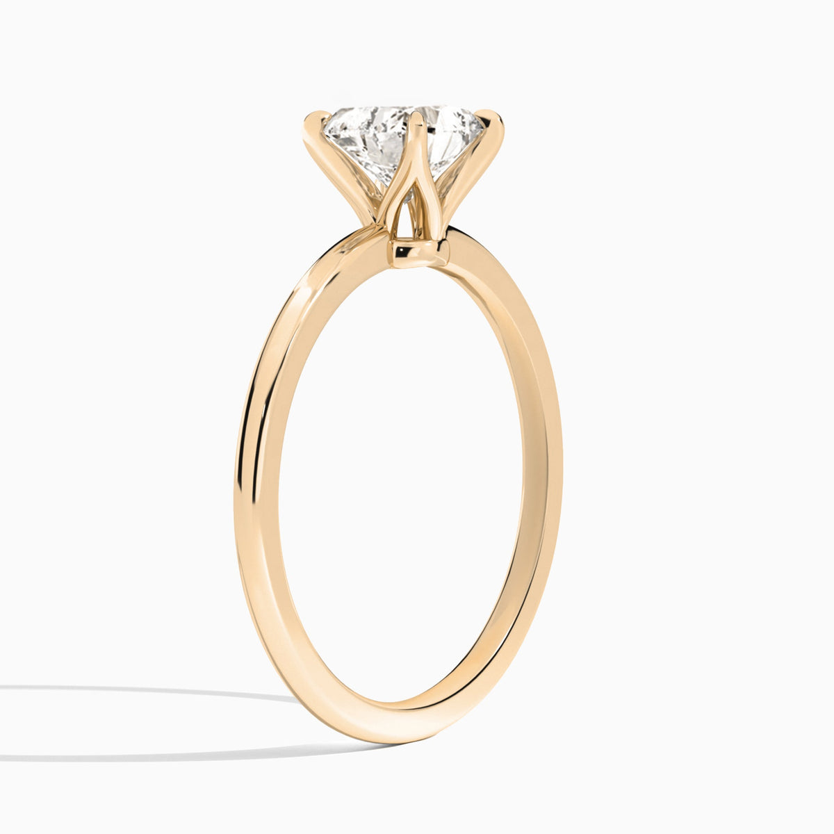 Heart Petite Adora Solitaire Lab Diamond Engagement Ring In 14K Rose Gold, Angle View