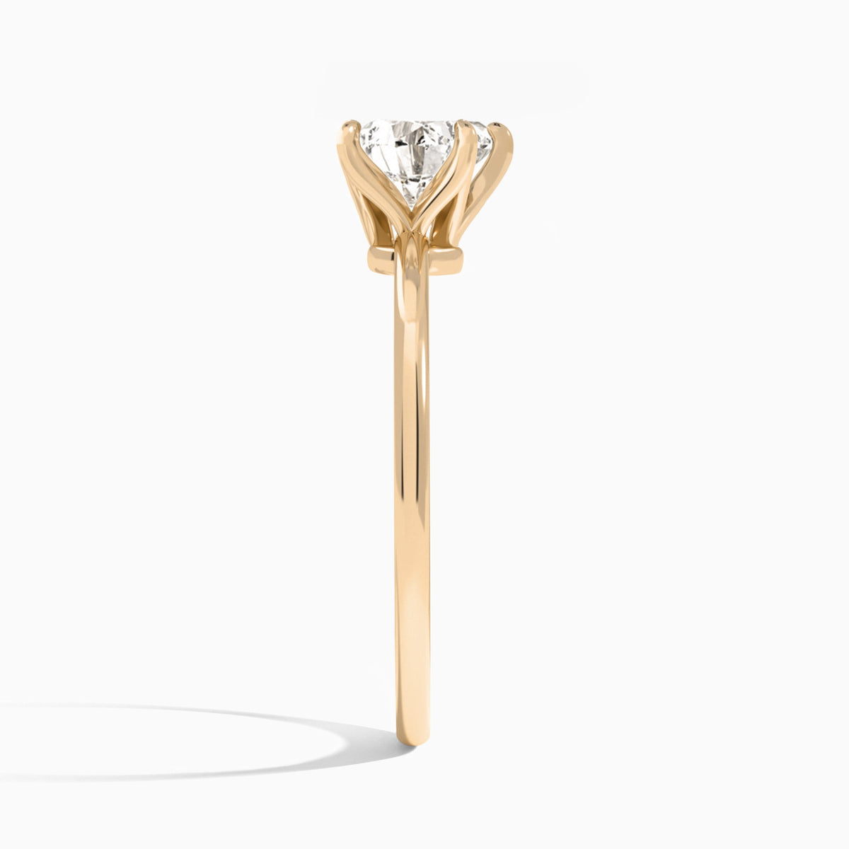 Heart Petite Adora Solitaire Lab Diamond Engagement Ring In 14K Rose Gold, Side View