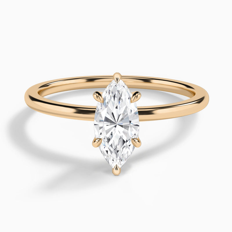 Marquise Petite Adora Solitaire Lab Diamond Engagement Ring In 14K Rose Gold - Lucenjuri