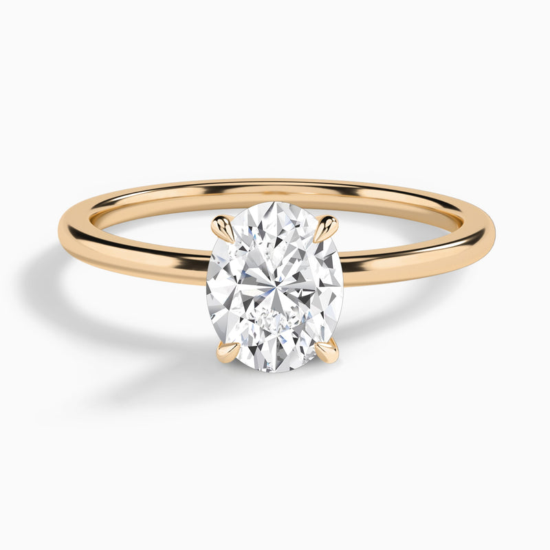 Oval Petite Adora Solitaire Lab Diamond Engagement Ring In 14K Rose Gold - Lucenjuri