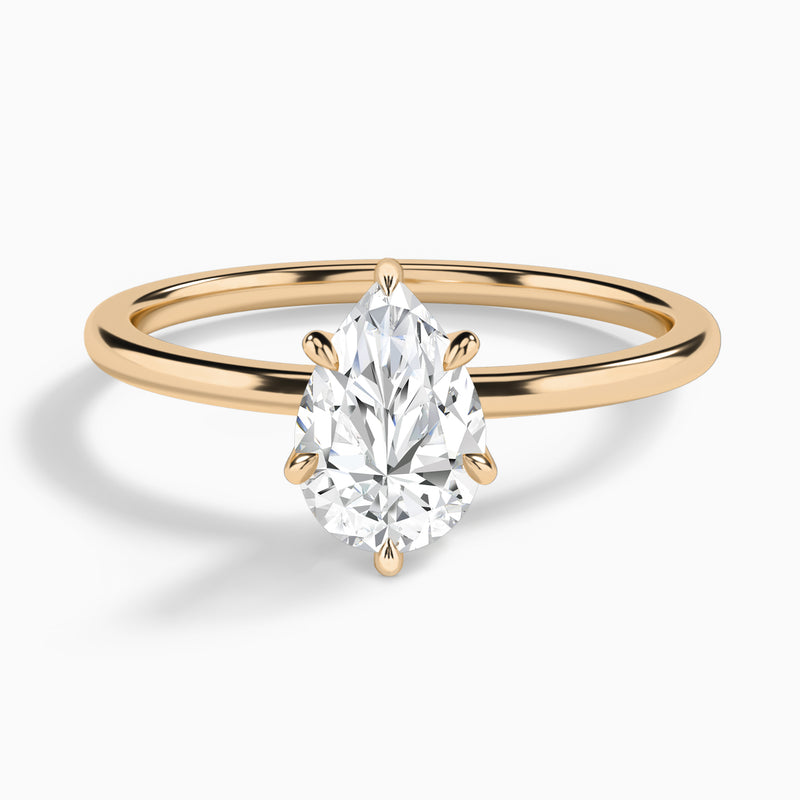 Pear Petite Adora Solitaire Lab Diamond Engagement Ring In 14K Rose Gold - Lucenjuri