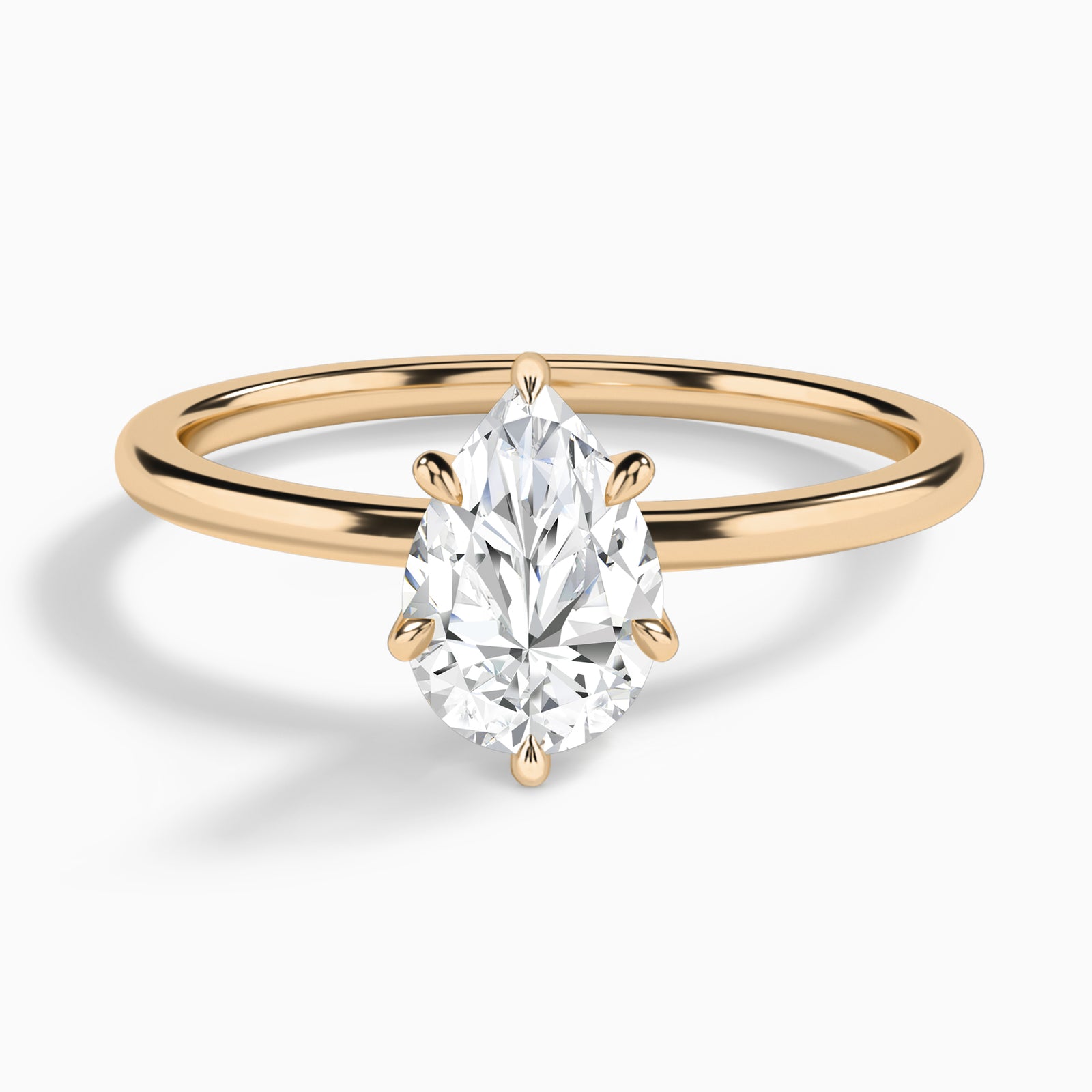 Pear Petite Adora Solitaire Lab Diamond Engagement Ring In 14K Rose Gold - Lucenjuri