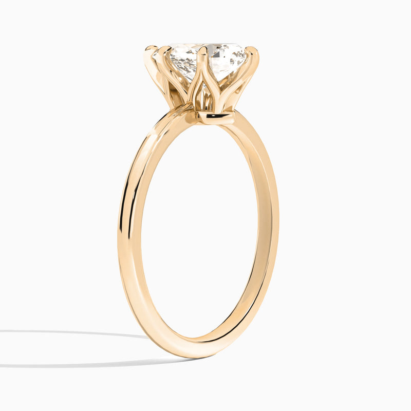 Pear Petite Adora Solitaire Lab Diamond Engagement Ring In 14K Rose Gold, Angle View