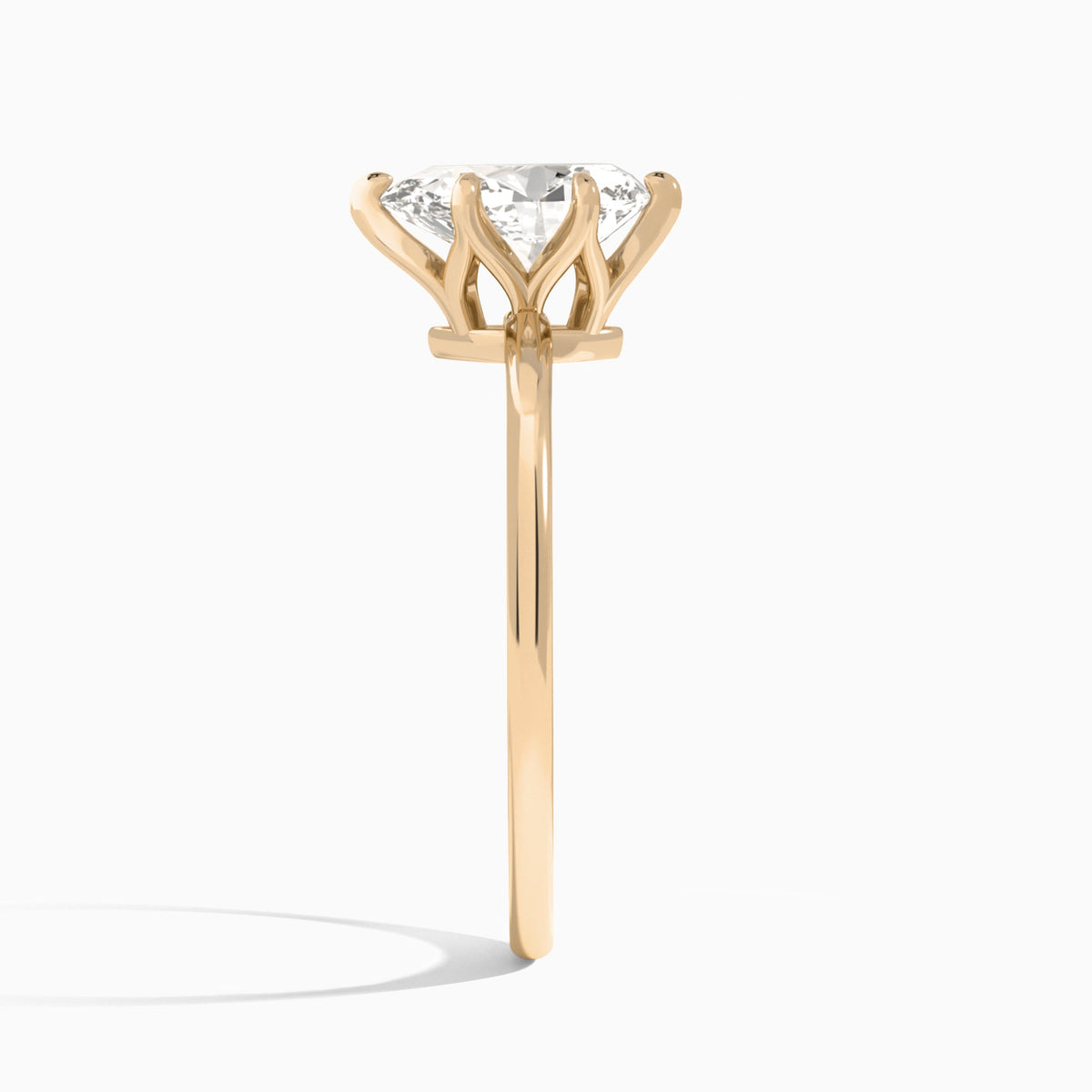 Pear Petite Adora Solitaire Lab Diamond Engagement Ring In 14K Rose Gold, Side View