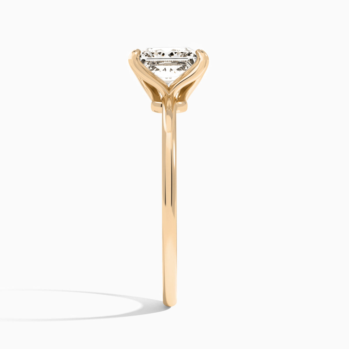 Princess Petite Adora Solitaire Lab Diamond Engagement Ring In 14K Rose Gold, Side View