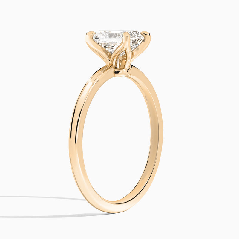 Radiant Petite Adora Solitaire Lab Diamond Engagement Ring In 14K Rose Gold, Angle View