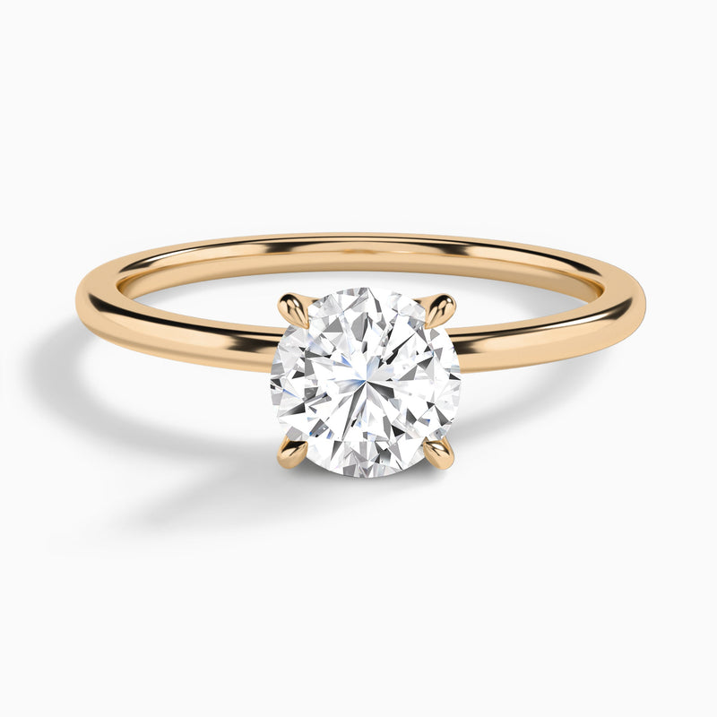 Round Petite Adora Solitaire Lab Diamond Engagement Ring In 14K Rose Gold - Lucenjuri