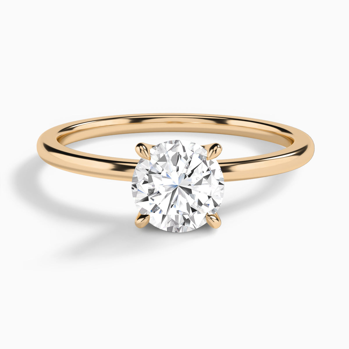 Round Petite Adora Solitaire Lab Diamond Engagement Ring In 14K Rose Gold - Lucenjuri