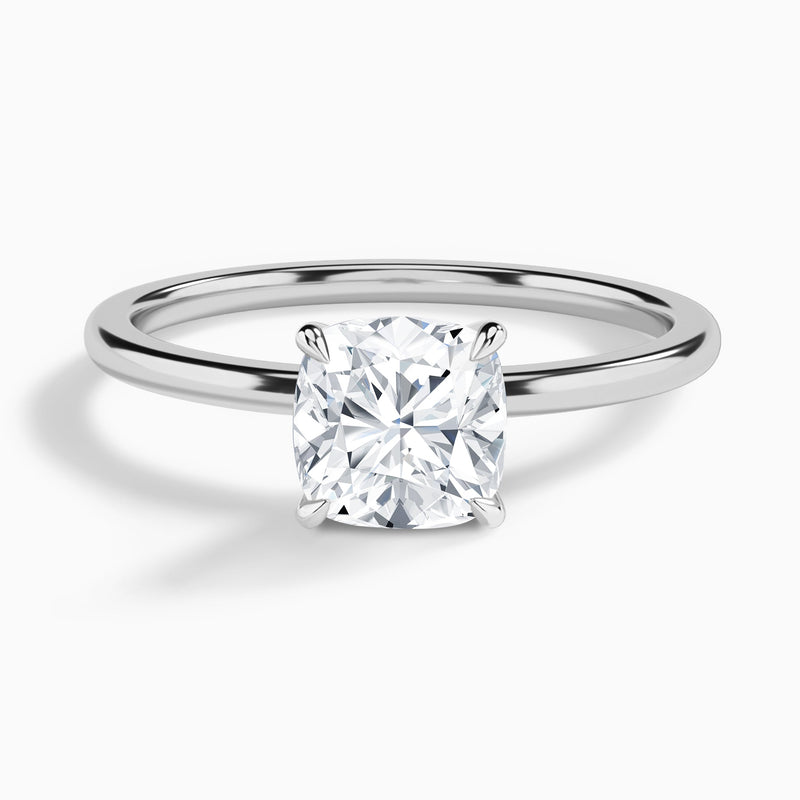 Cushion Petite Adora Solitaire Lab Diamond Engagement Ring In 18K White Gold - Lucenjuri