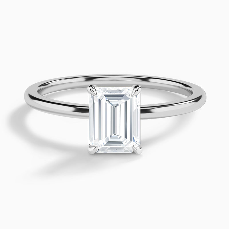 Emerald Petite Adora Solitaire Lab Diamond Engagement Ring In 18K White Gold - Lucenjuri