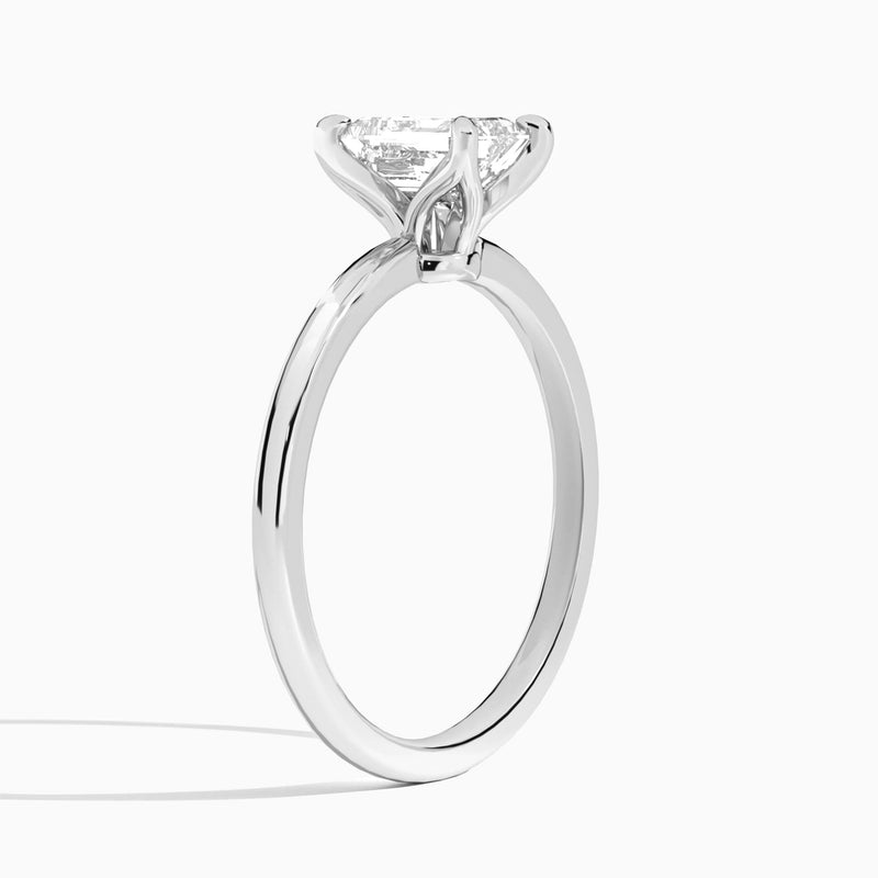 Emerald Petite Adora Solitaire Lab Diamond Engagement Ring In 18K White Gold, Angle View