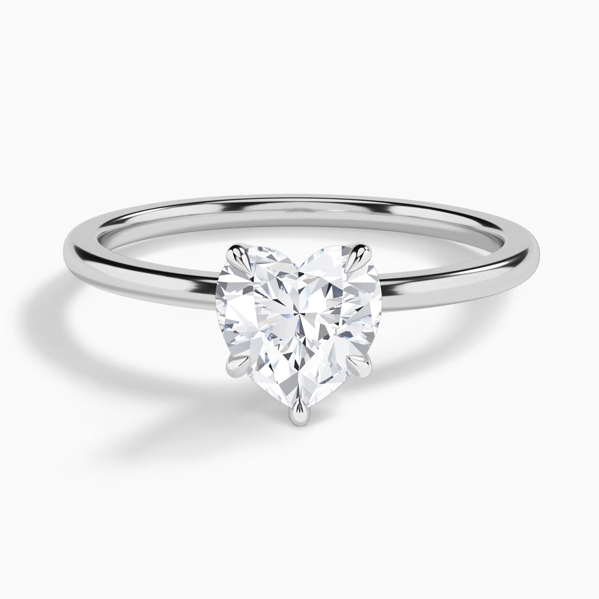 Heart Petite Adora Solitaire Lab Diamond Engagement Ring In 18K White Gold - Lucenjuri