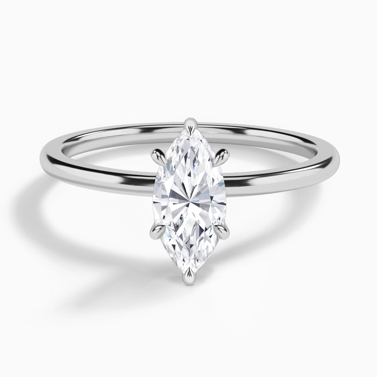 Marquise Petite Adora Solitaire Lab Diamond Engagement Ring In 18K White Gold - Lucenjuri