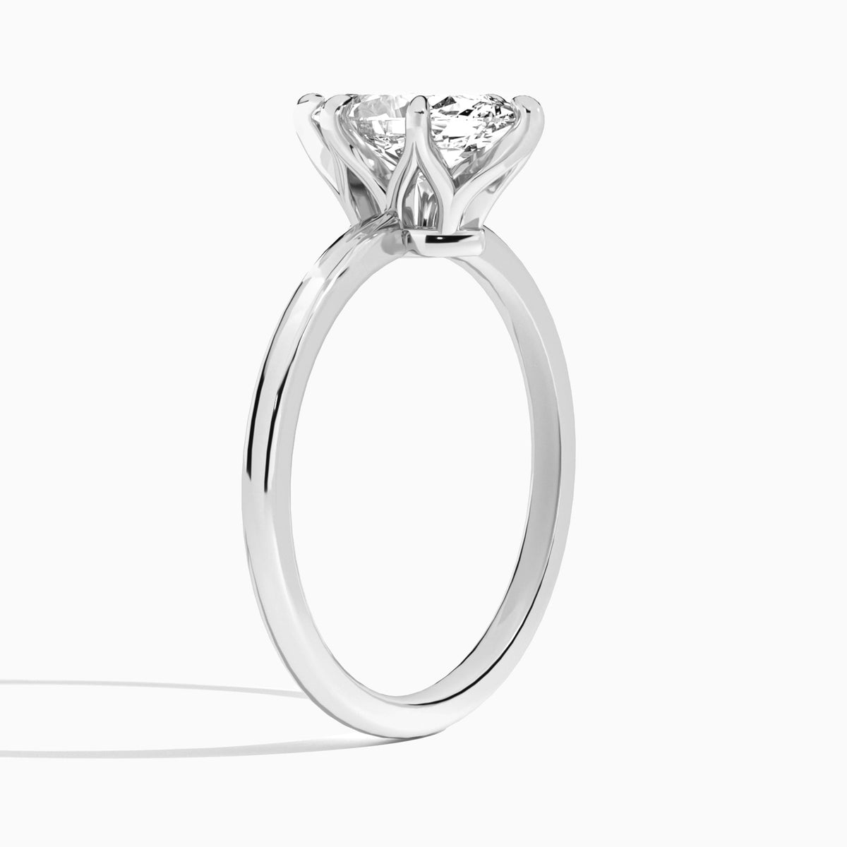 Marquise Petite Adora Solitaire Lab Diamond Engagement Ring In 18K White Gold, Angle View