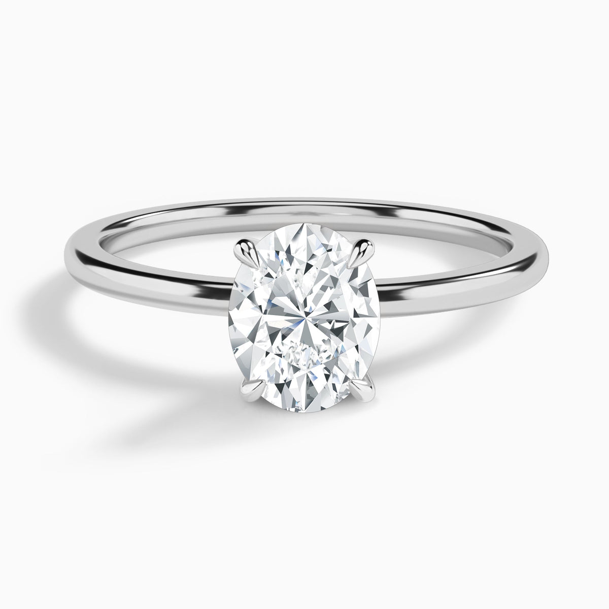 Oval Petite Adora Solitaire Lab Diamond Engagement Ring In 14K White Gold - Lucenjuri