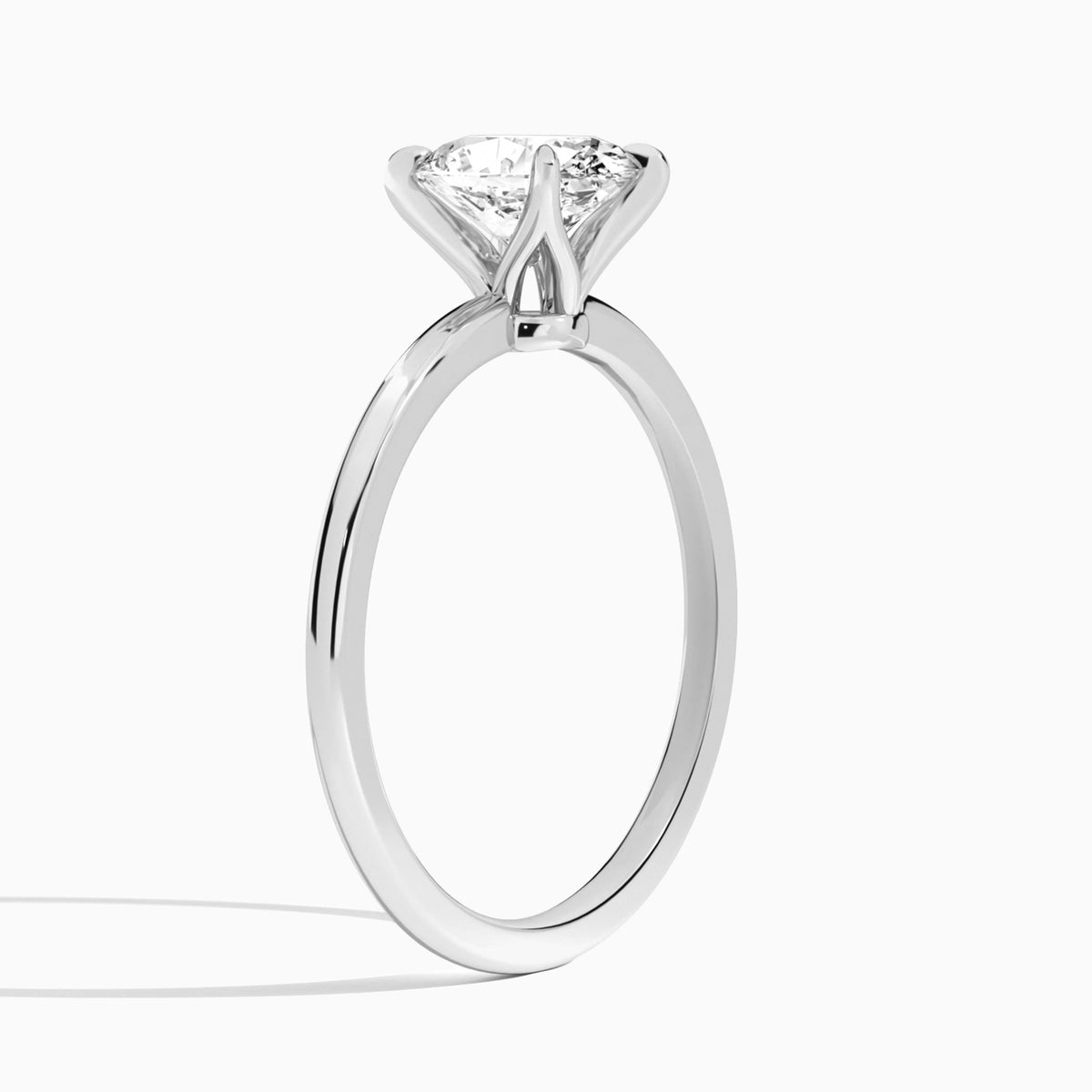 Oval Petite Adora Solitaire Lab Diamond Engagement Ring In 18K White Gold, Angle View