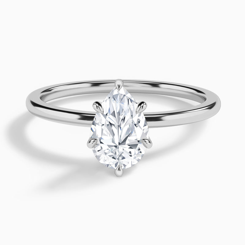 Pear Petite Adora Solitaire Lab Diamond Engagement Ring In 14K White Gold - Lucenjuri