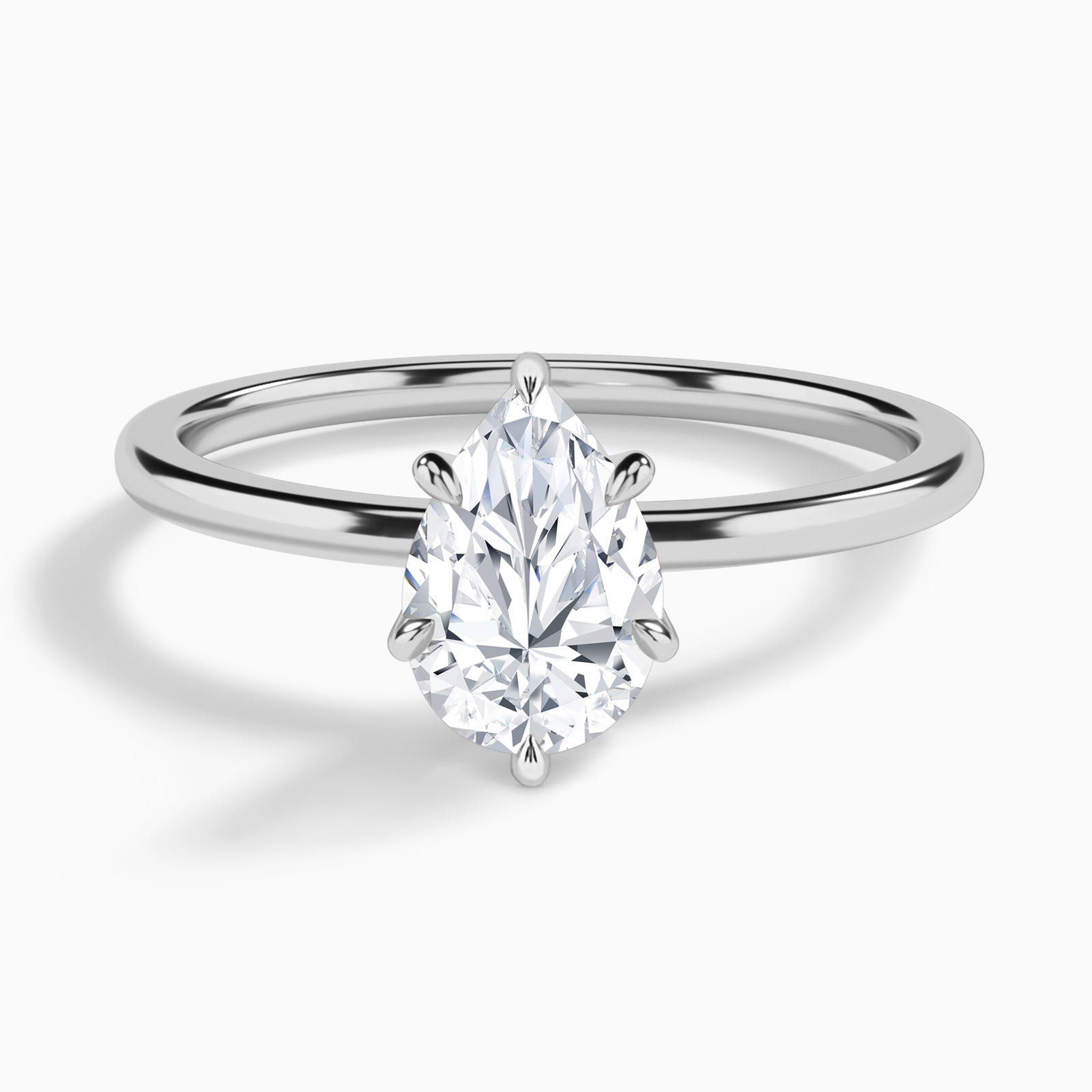 Pear Petite Adora Solitaire Lab Diamond Engagement Ring In 18K White Gold - Lucenjuri