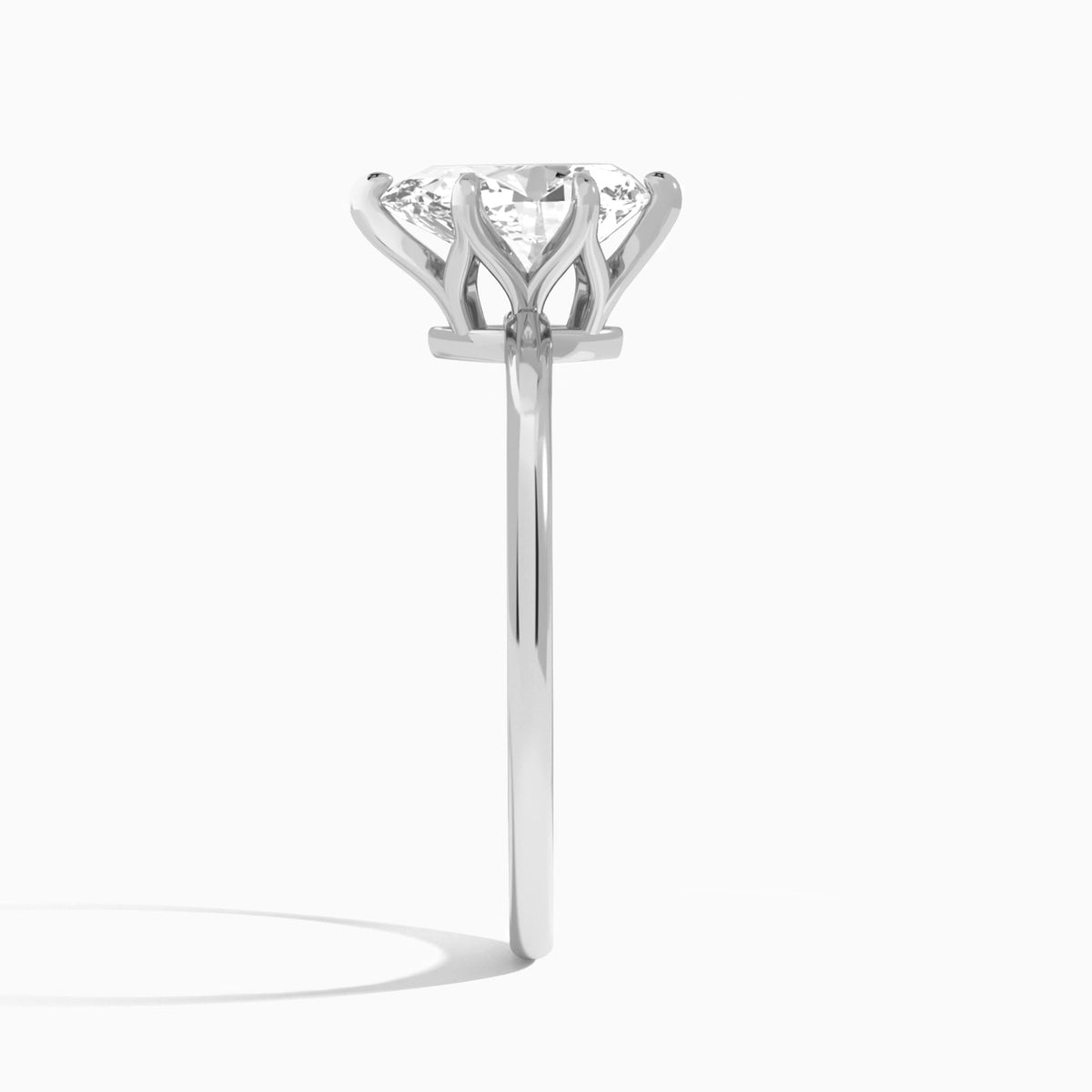 Pear Petite Adora Solitaire Lab Diamond Engagement Ring In 14K White Gold, Side View