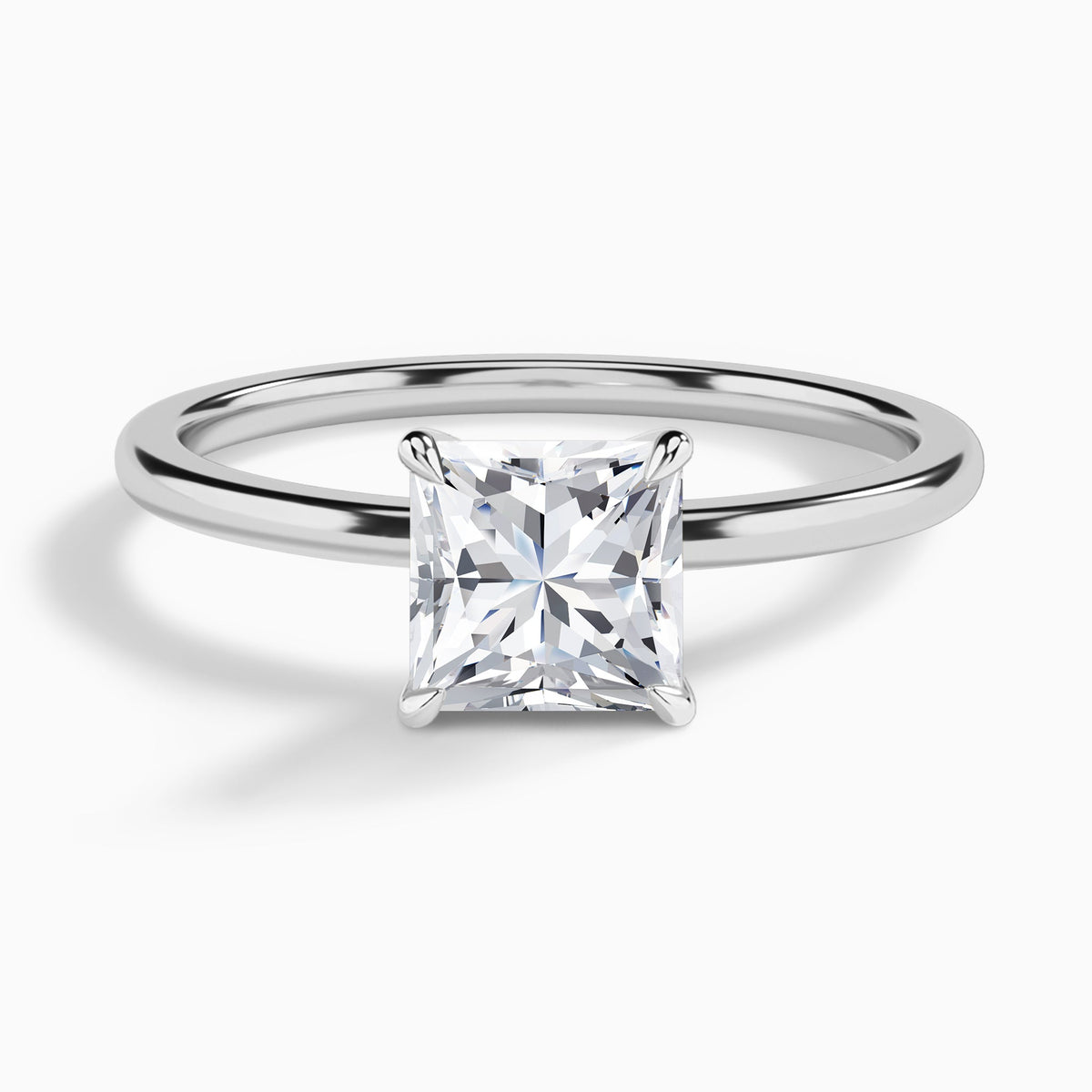 Princess Petite Adora Solitaire Lab Diamond Engagement Ring In 18K White Gold - Lucenjuri
